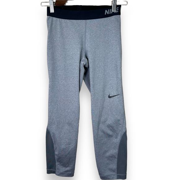 Nike Pro Dri-Fit Capri Leggings Size Small Gray Running Performance Workout Pant - Picture 1 of 3